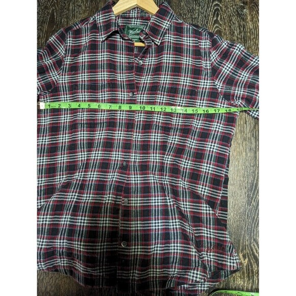 Woolrich Plaid Flannel Long‎ Sleeve Button Down Top Maroon Red Medium - Picture 3 of 7